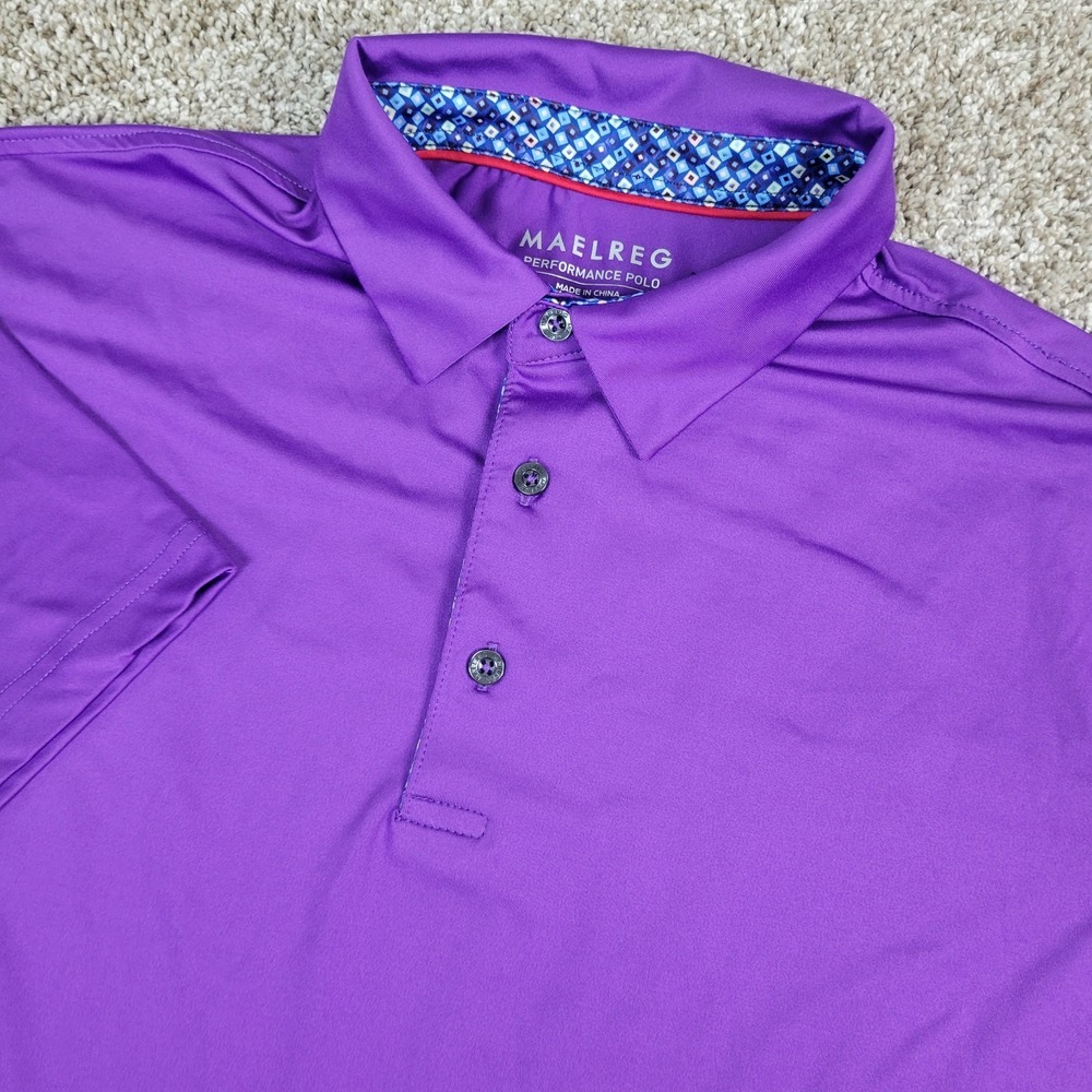 Maelreg Mens Medium Solid Purple‎ Performance Stretch Golf Polo Short Sleeve